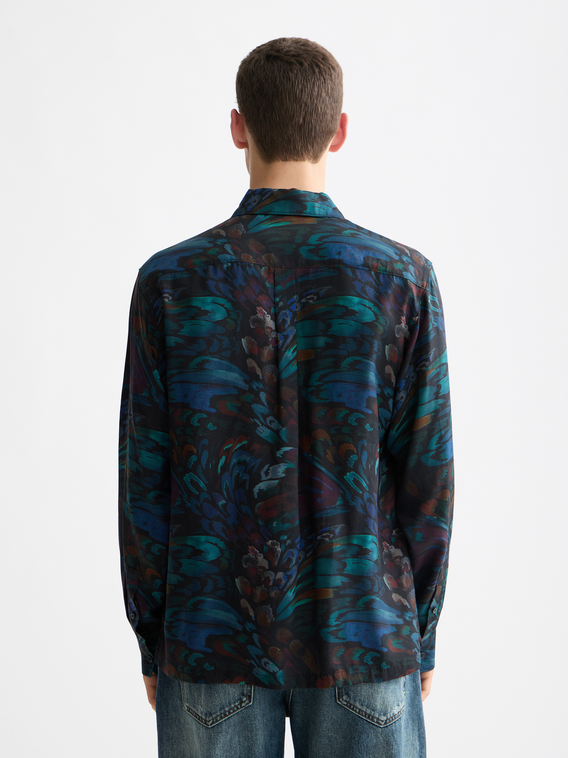 Long sleeve printed shirt by Scotch & Soda featuring a bold, colorful pattern and a relaxed fit.