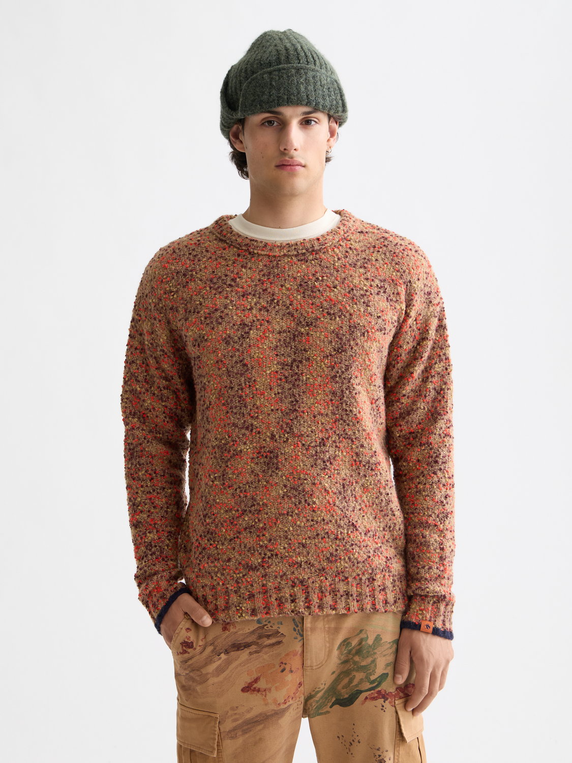 Chunky slub knit pullover by Scotch & Soda featuring a cozy, textured knit design in a neutral color.
