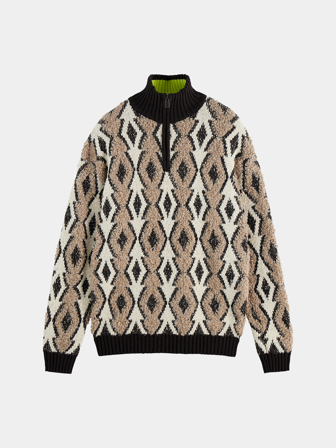 Scotch & Soda jacquard knitwear pullover featuring intricate woven patterns and a cozy, stylish fit.
