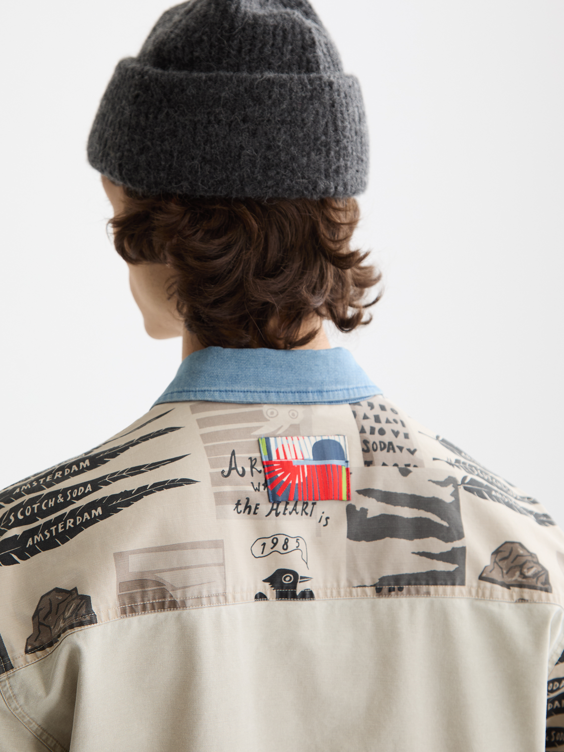 Printed worker jacket by Scotch & Soda, showcasing a stylish, casual jacket with a graphic print and durable fabric.
