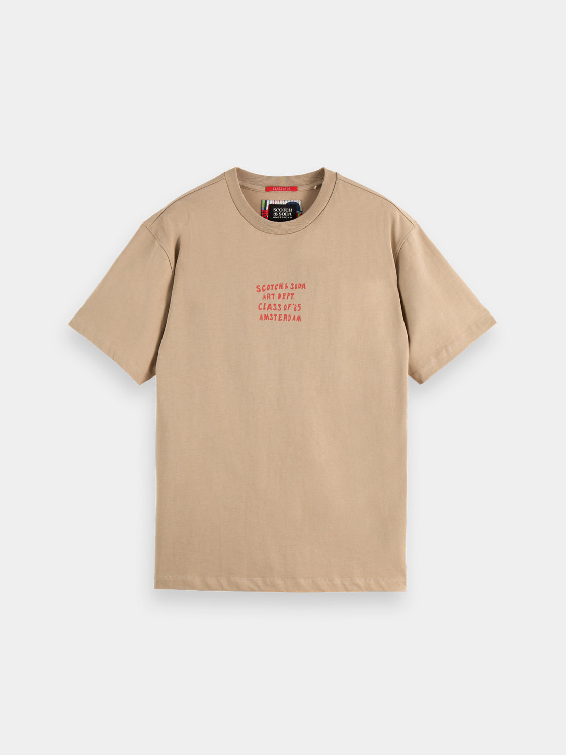 Scotch & Soda short sleeve artwork t-shirt with colorful graphic design on front, casual men's summer tee.