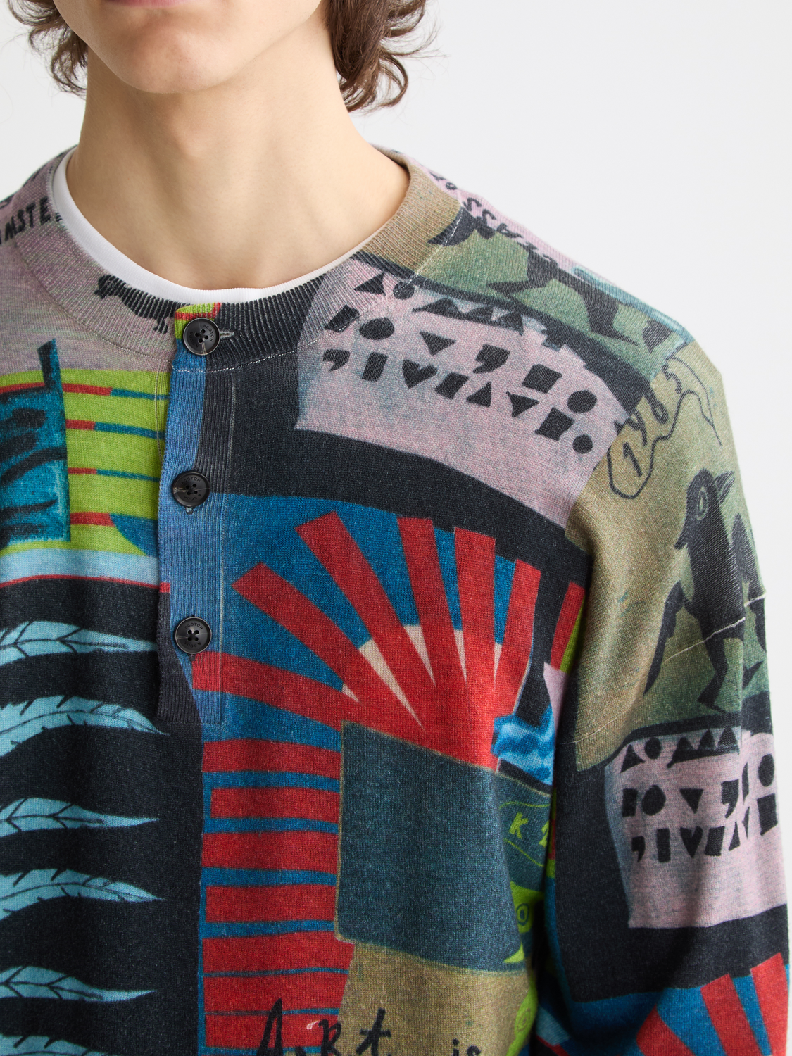 Printed henley shirt - Scotch & Soda NZ