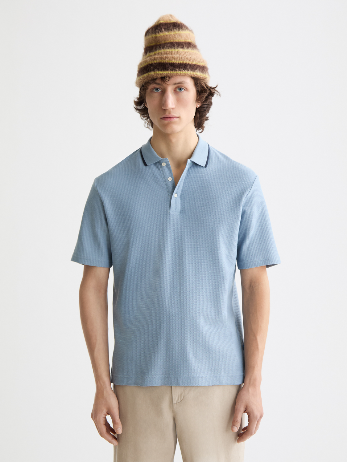 Structured Scotch & Soda polo shirt with a classic collar and short sleeves, shown in front view.