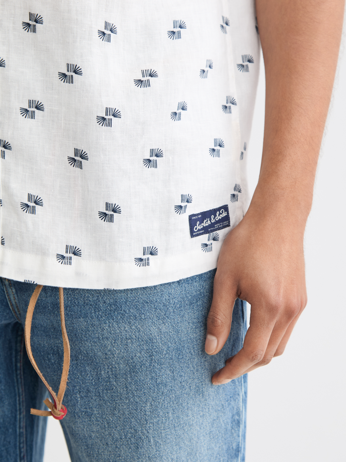 Short-sleeve printed shirt by Scotch & Soda featuring a colorful, stylish design on soft fabric.