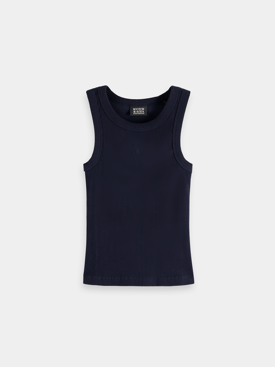 Kids ribbed tank top by Scotch & Soda, featuring a comfortable fit and ribbed fabric in a playful design.
