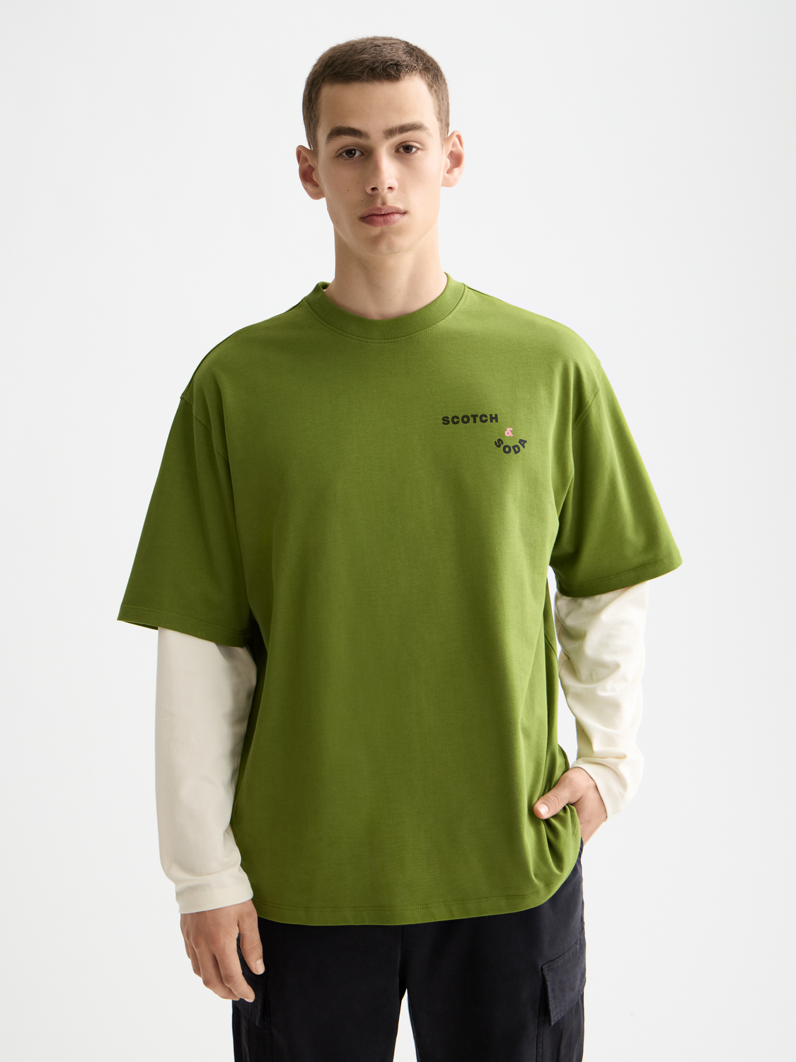 Scotch & Soda short sleeve artwork t-shirt featuring a colorful graphic design on a casual cotton tee.