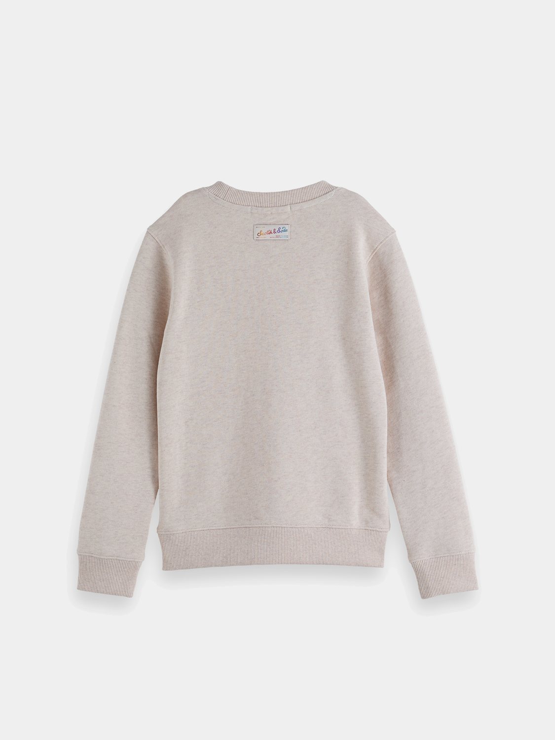 Kids' artwork sweatshirt by Scotch & Soda, featuring colorful artistic design on soft, cozy sweatshirt back view.