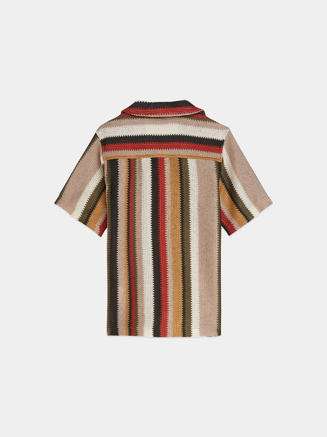 Kids' knitted short-sleeved shirt by Scotch & Soda, featuring a cozy knit fabric and casual style, shown from the back.