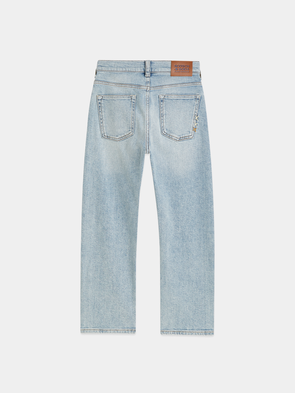 Kids' loose-fit denim jeans by Scotch & Soda, showing the back view with classic denim texture and relaxed fit.