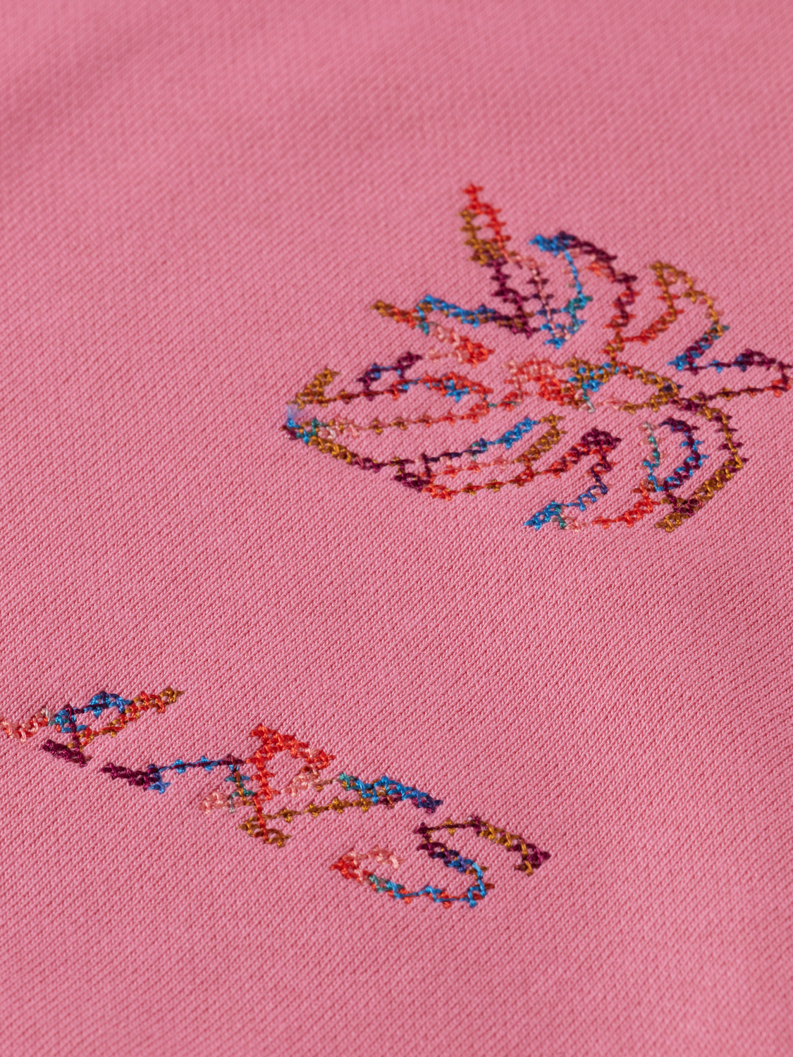 Kids' embroidered sweatshirt by Scotch & Soda, featuring colorful embroidery on soft gray sweats for children.