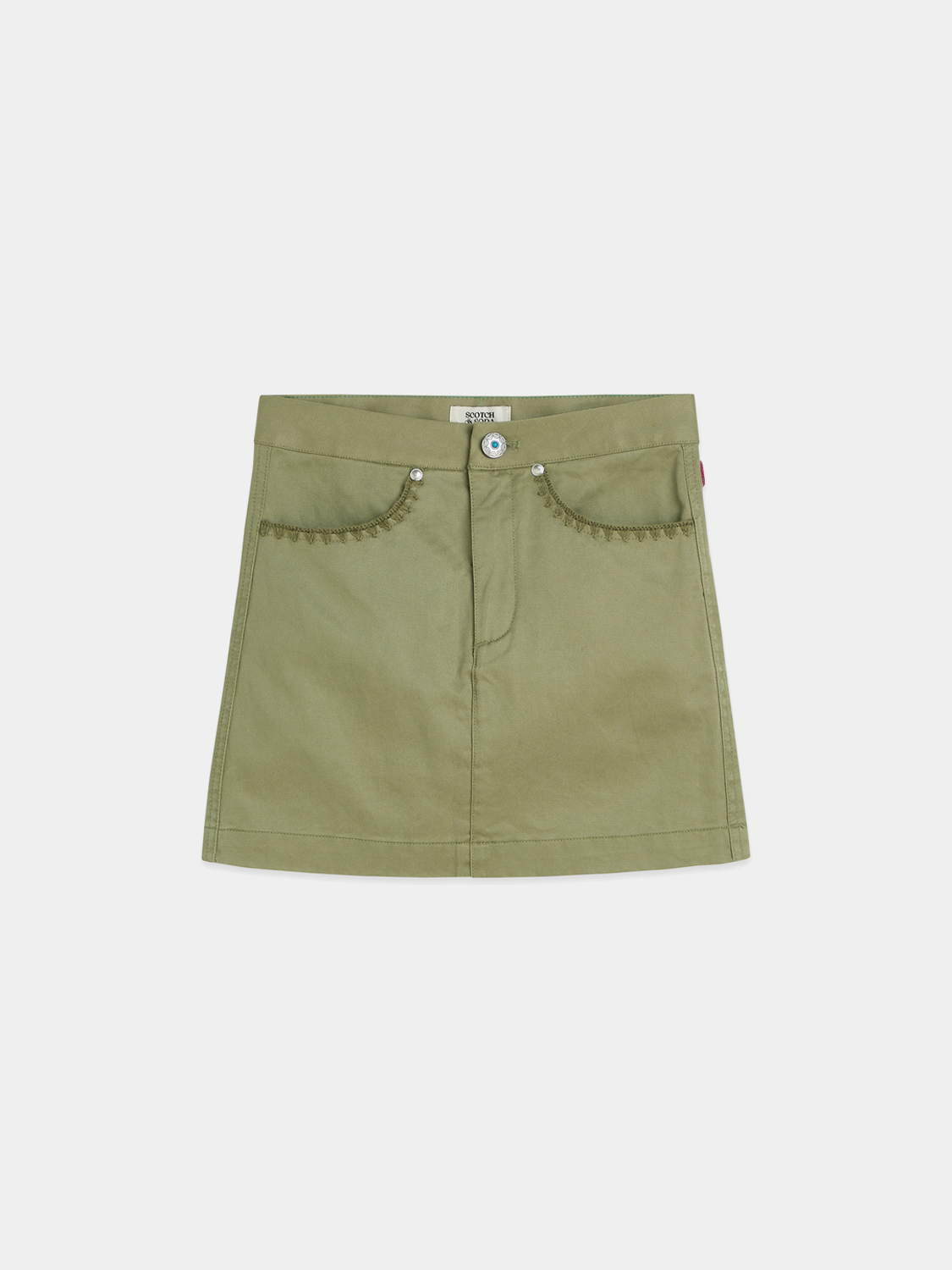 Kids' Scotch & Soda twill mini skirt with a stylish design, featuring a classic fit and vibrant color.