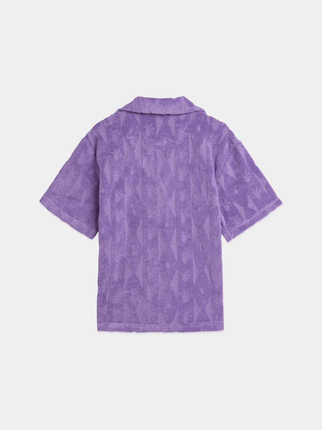 Kids' short-sleeved Jacquard towelling shirt by Scotch & Soda, showing navy fabric with textured pattern and classic fit.