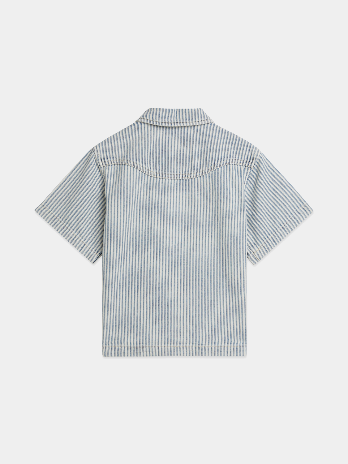 Kids denim short-sleeved shirt from Scotch & Soda, featuring classic blue fabric and casual style.