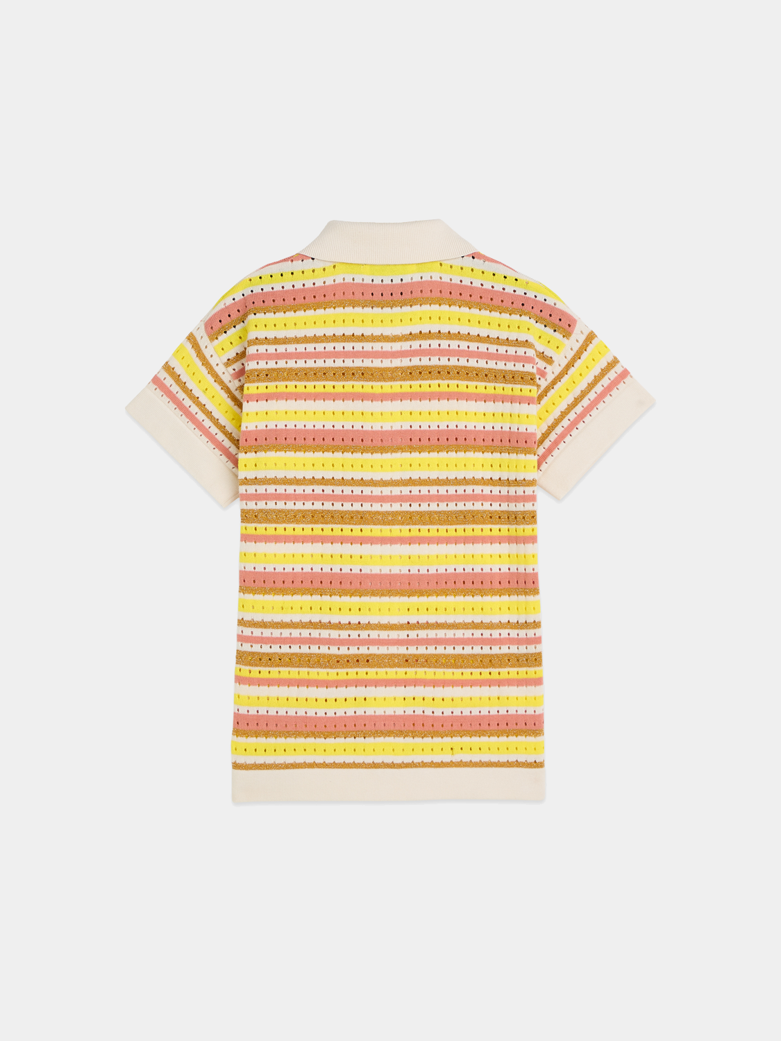 Kids' Lurex knitted short-sleeved shirt by Scotch & Soda, featuring shiny metallic yarn and a cozy knit texture.
