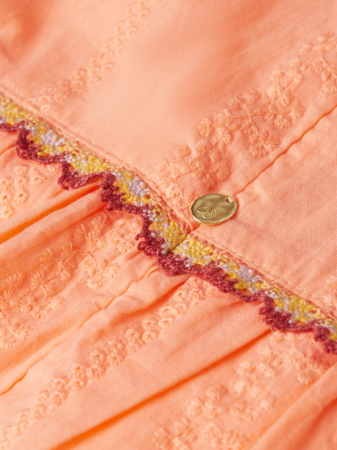 Kids' embroidered striped dress by Scotch & Soda, featuring colorful vertical stripes and delicate embroidery details.