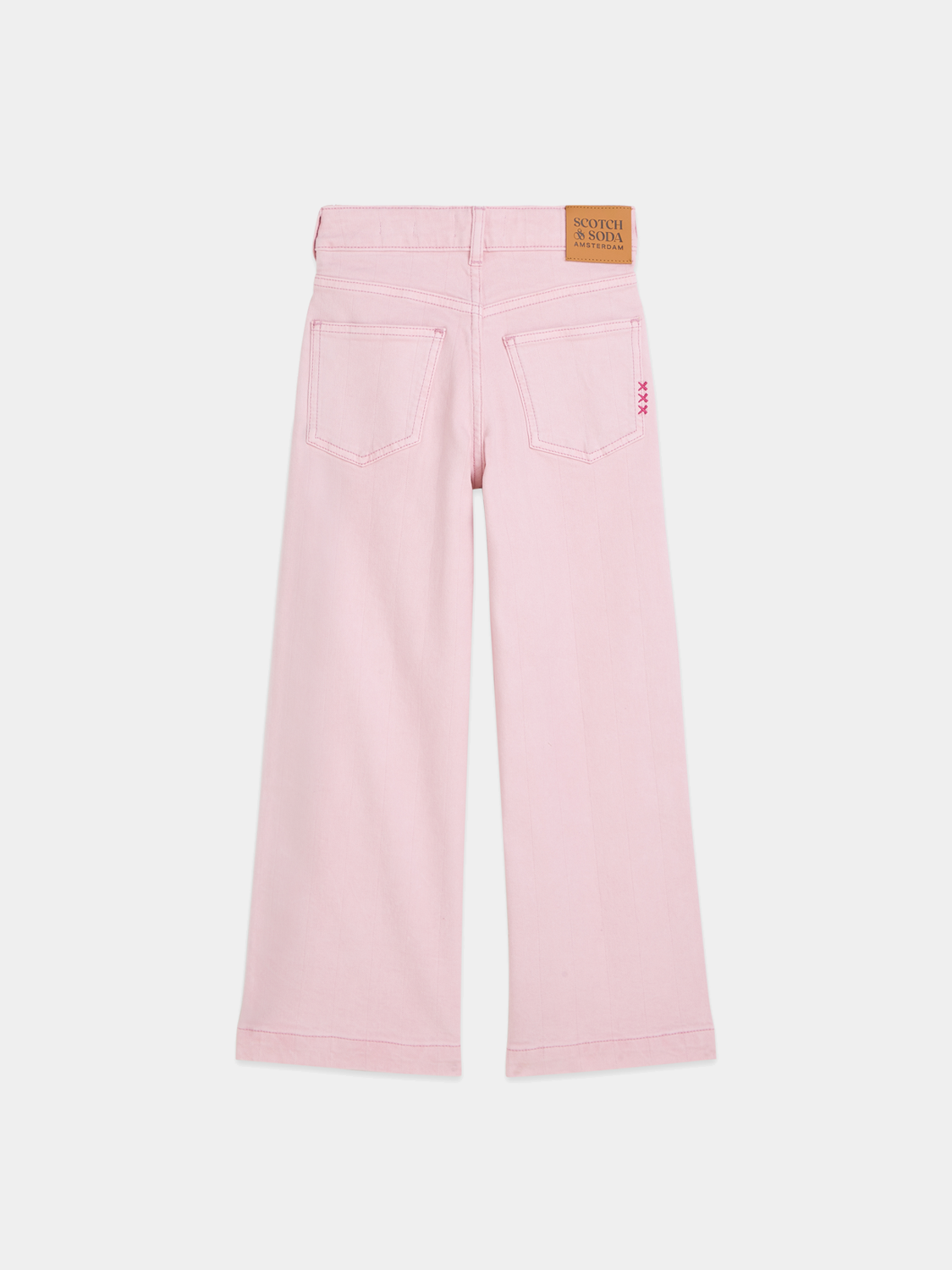 Kids' wide-fit wave denim jeans by Scotch & Soda, featuring a stylish wide-leg cut and classic denim texture.