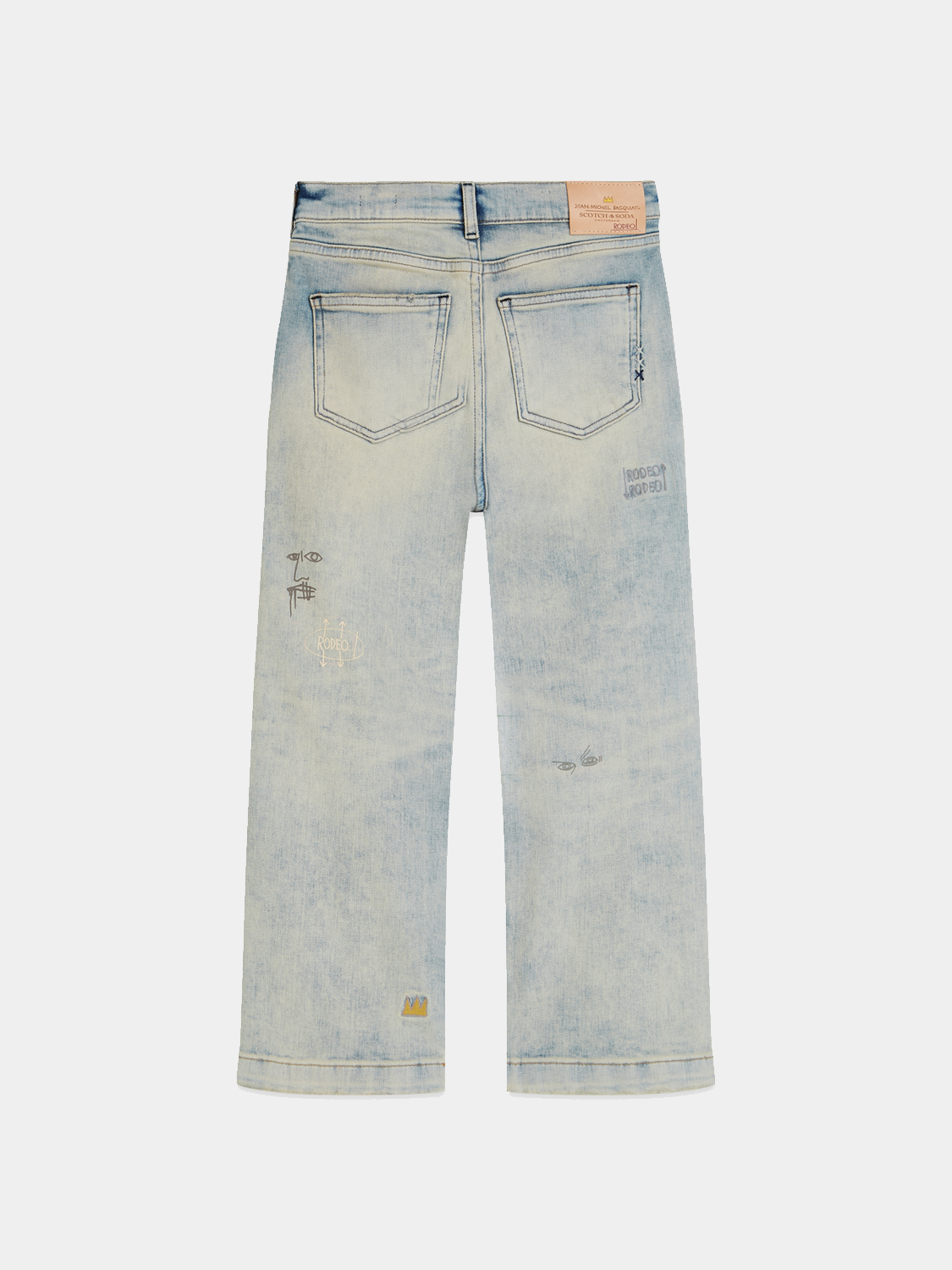 Kids' loose-fit denim jeans by S&S x Basquiat from Scotch & Soda, featuring a deep wash and relaxed style.