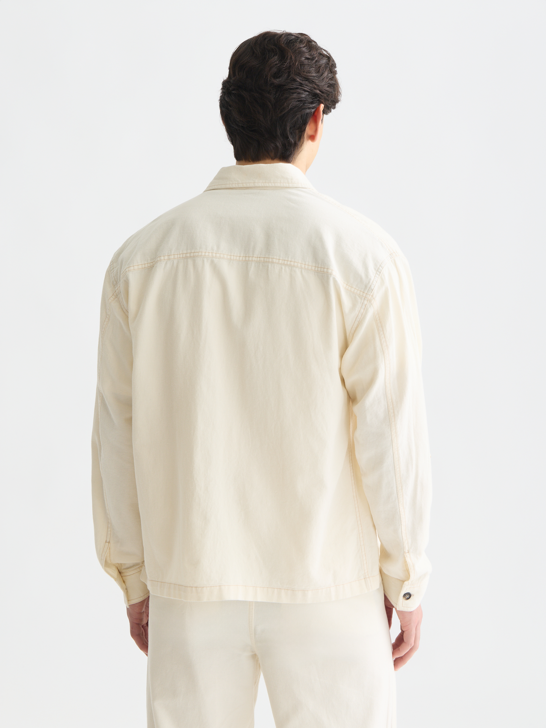 SCOTCH & SODA cotton-linen overshirt jacket in a relaxed fit, shown from the back with a casual, lightweight design.