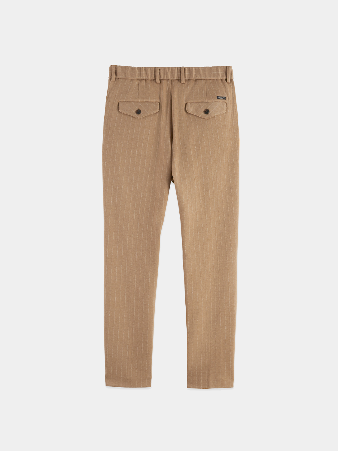 SCOTCH & SODA Finch tapered-fit pants shown from the back, featuring a classic design and tailored fit in a stylish fabric.