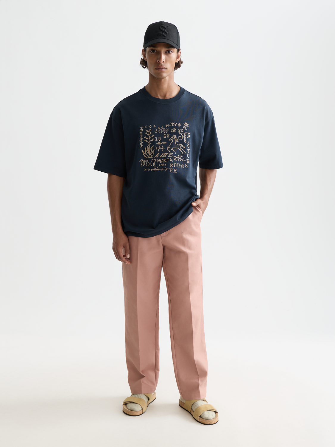 Scotch & Soda Otis straight-fit chinos in beige, front view showing classic tailored pants for men.