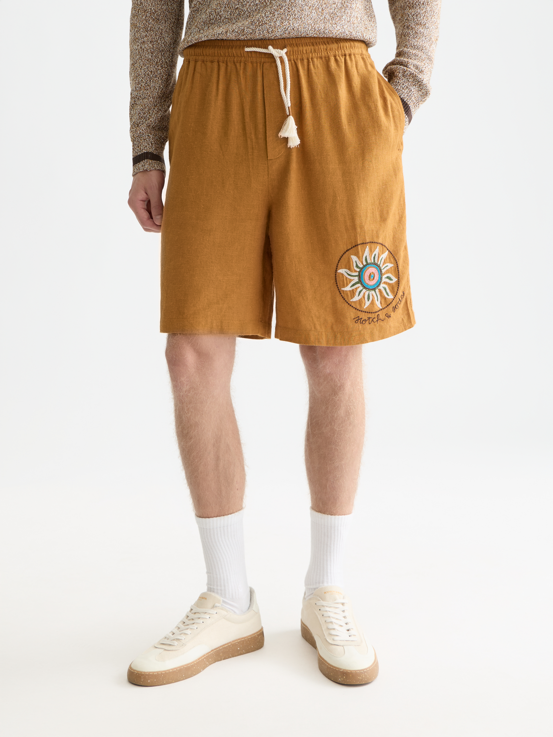 Embroidered shorts by Scotch & Soda featuring detailed floral embroidery, casual fit, and lightweight fabric.