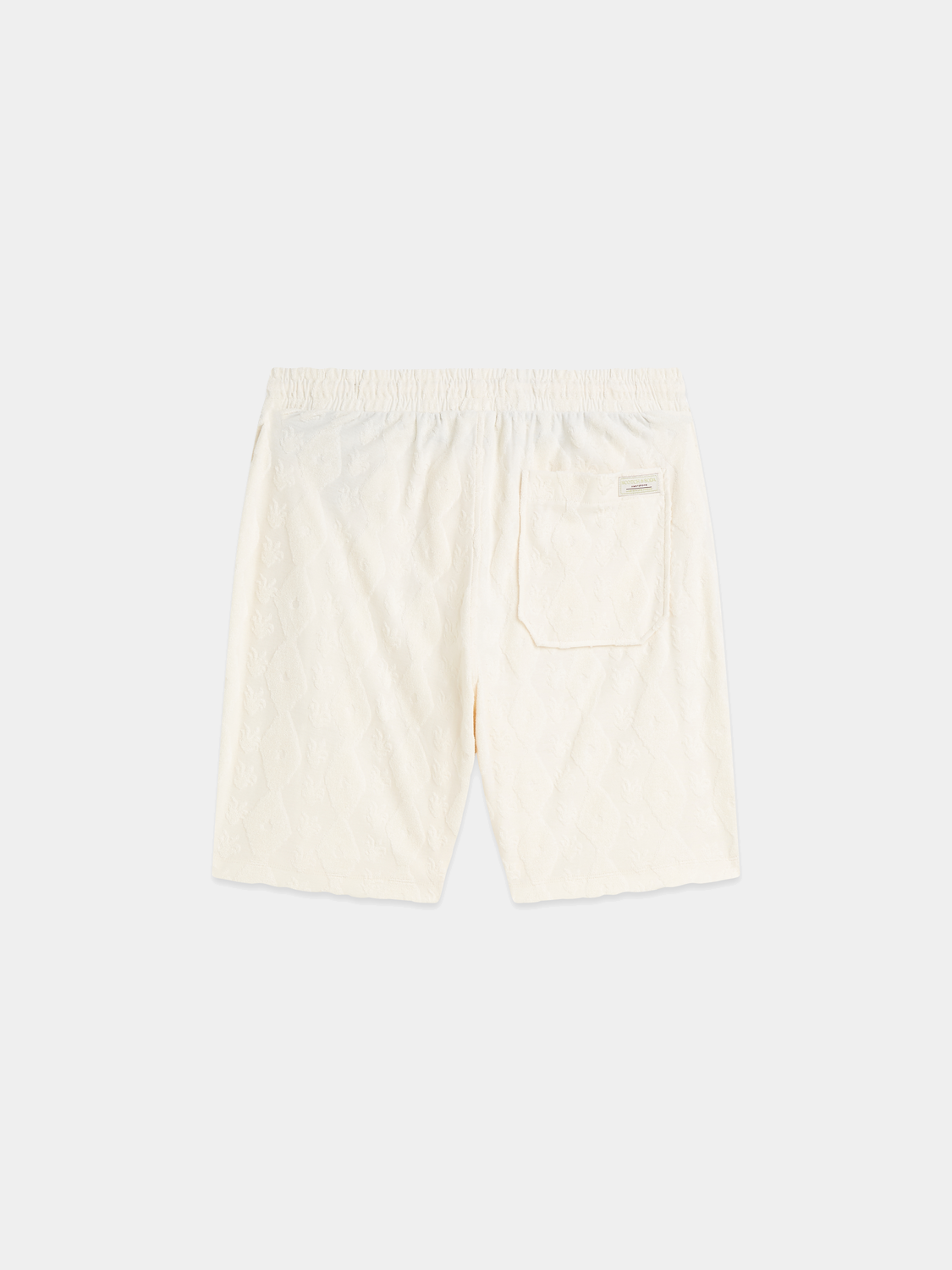 Back view of SCOTCH & SODA Fave terry shorts with relaxed fit and soft terry fabric, showcasing casual summer style.