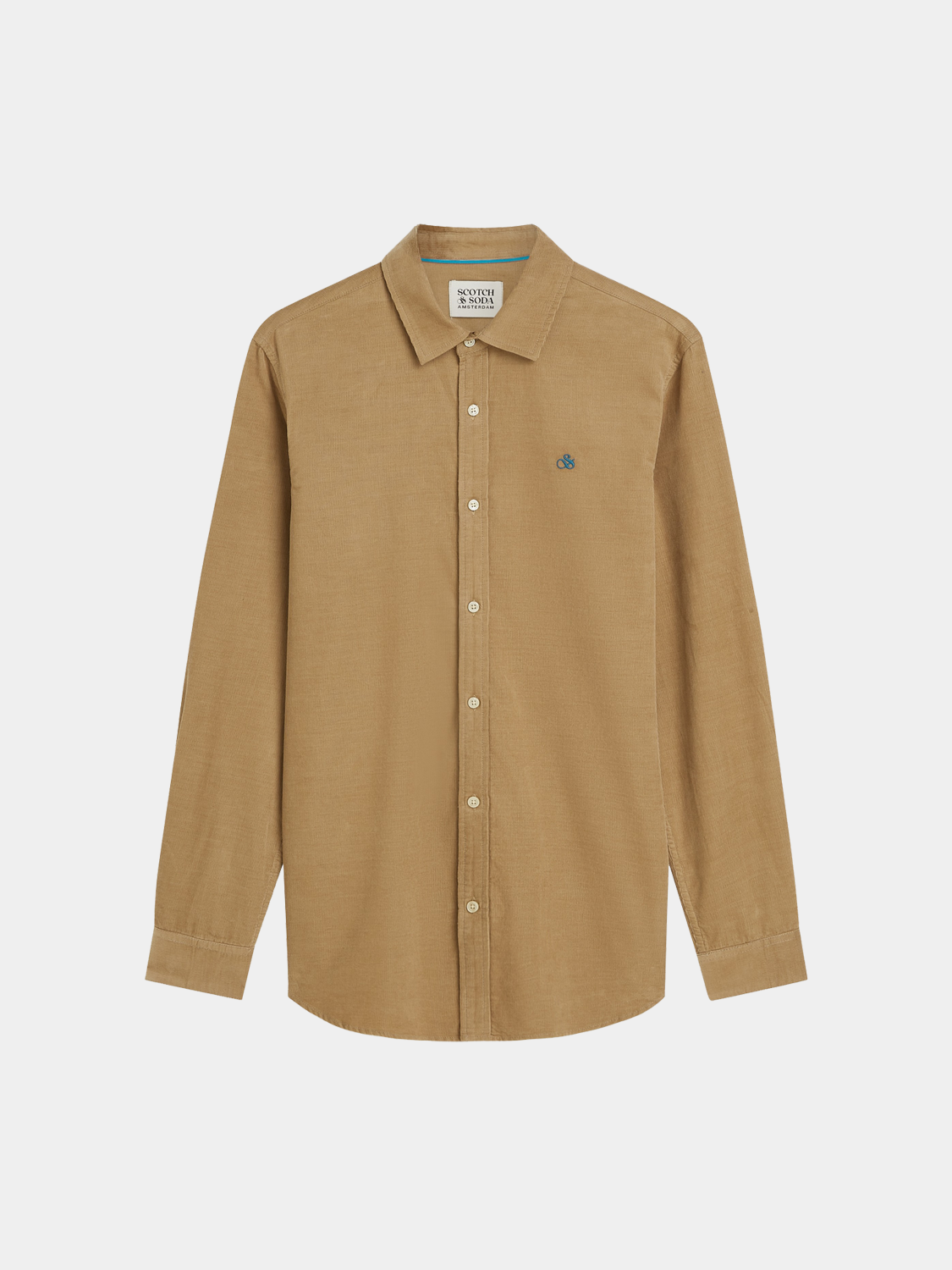 Lightweight navy corduroy long-sleeve shirt from Scotch & Soda, casual style with button-up front and classic collar.