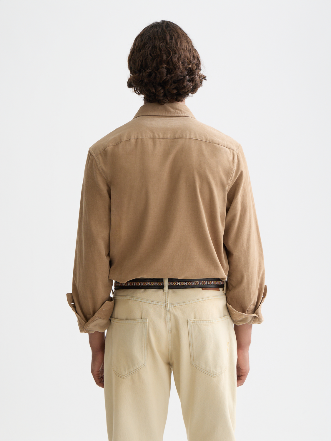 Long sleeve lightweight corduroy shirt by Scotch & Soda, shown from the back in a stylish and soft textured fabric.