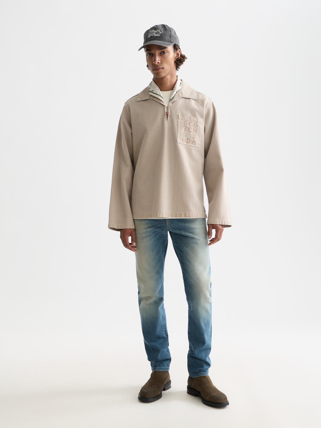 Washed over shirt jacket by Scotch & Soda, casual men's outerwear with a relaxed fit and soft fabric in a versatile style.