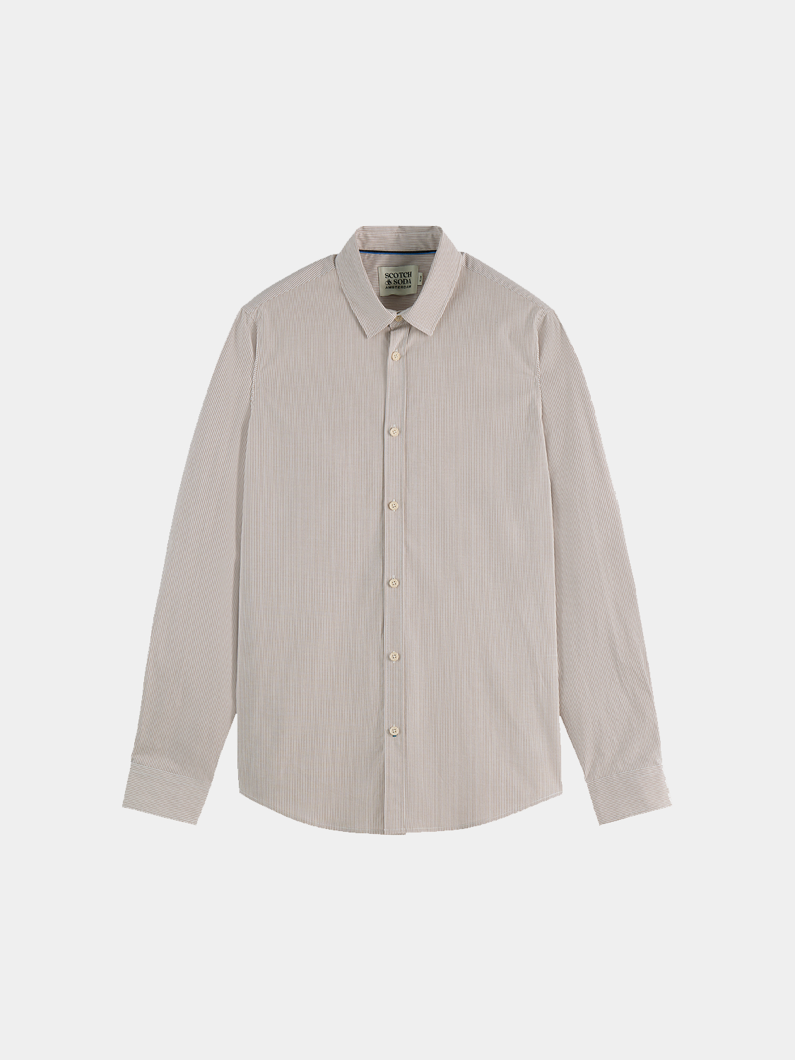 Long sleeve poplin striped shirt by Scotch & Soda, featuring a classic pattern and tailored fit.