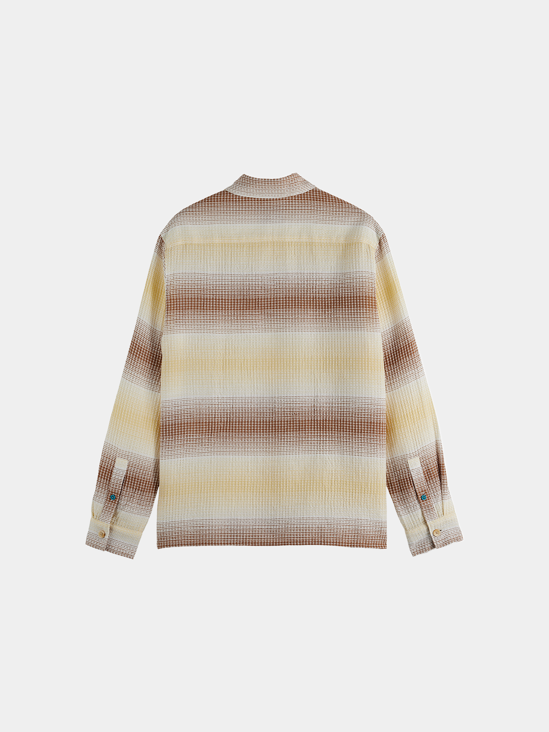 Long sleeve striped waffle shirt by Scotch & Soda, featuring a comfortable textured fabric with bold horizontal stripes.