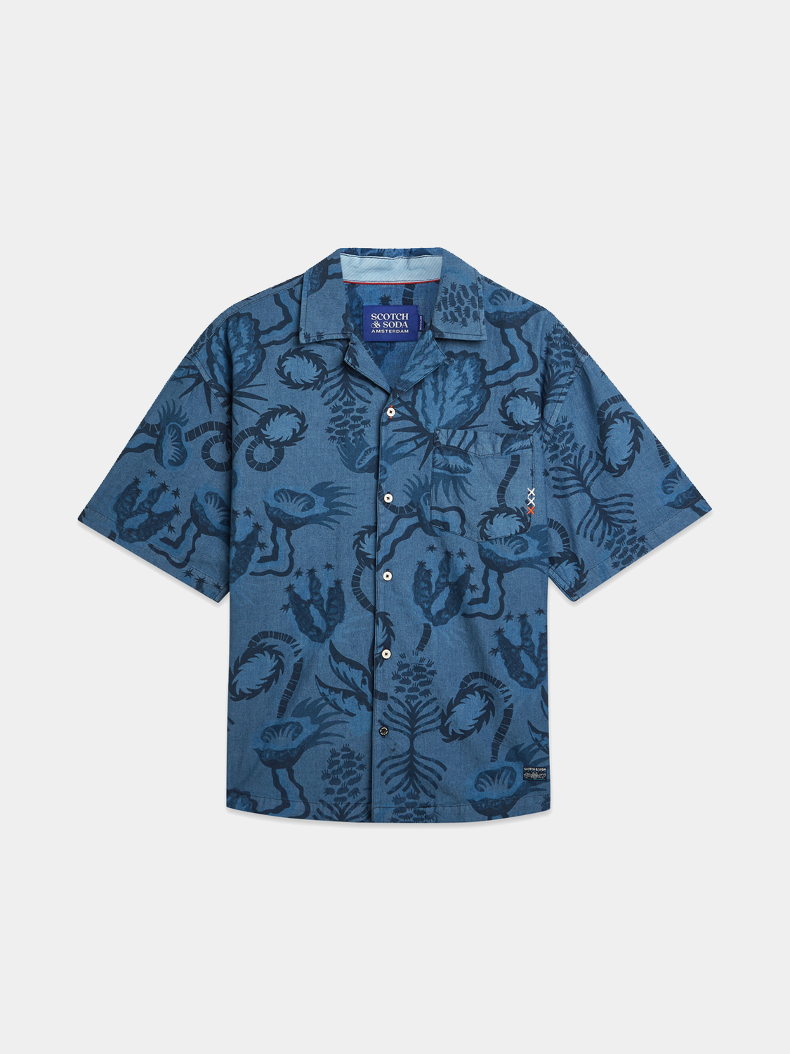 Printed short-sleeved shirt by Scotch & Soda featuring colorful floral patterns and a classic fit.