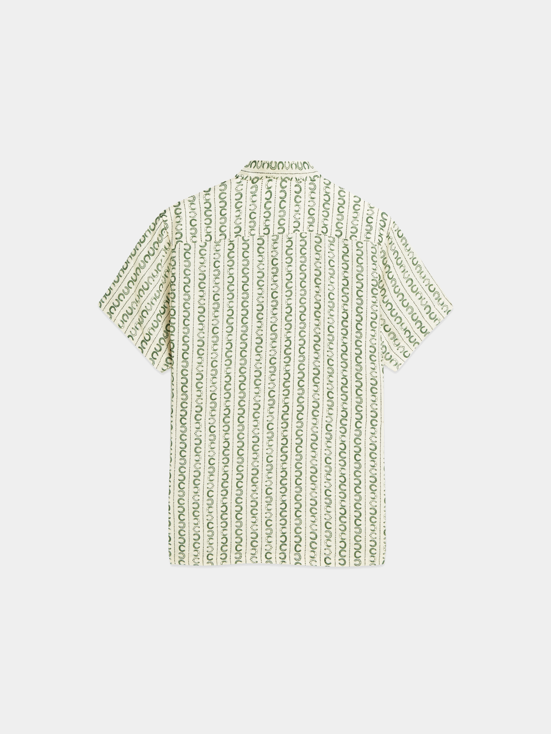 Printed short-sleeved linen shirt by Scotch & Soda, shown from the back with a relaxed fit and vibrant pattern.
