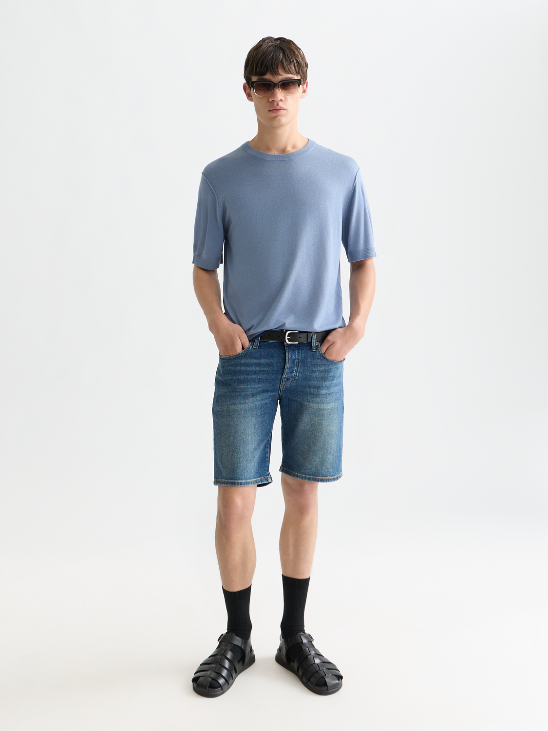 Knitted t-shirt by Scotch & Soda, featuring a cozy knitwear design in neutral tones, shown front view.