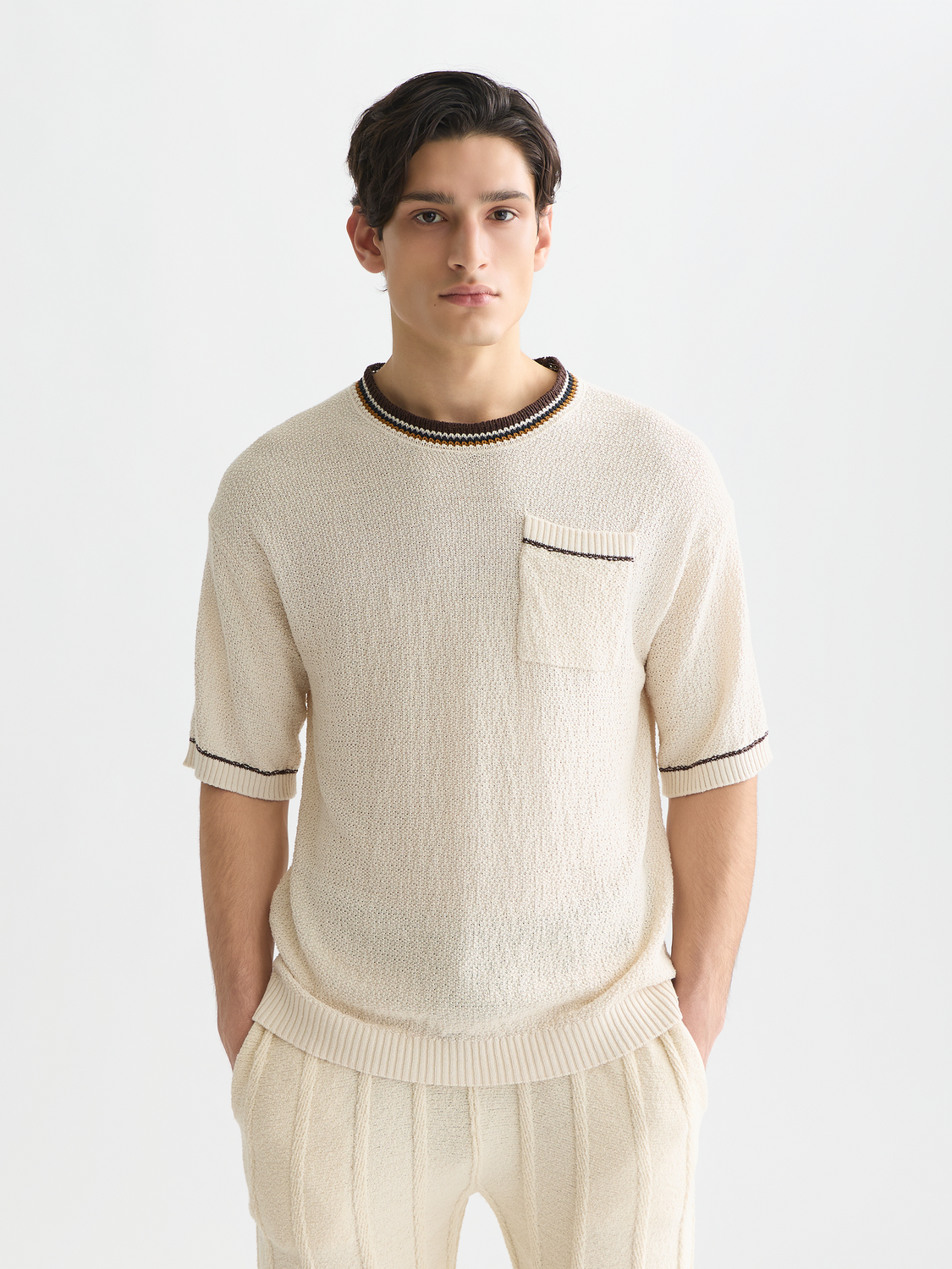 Knitted T-shirt from Scotch & Soda featuring a textured knitwear design in a casual style.