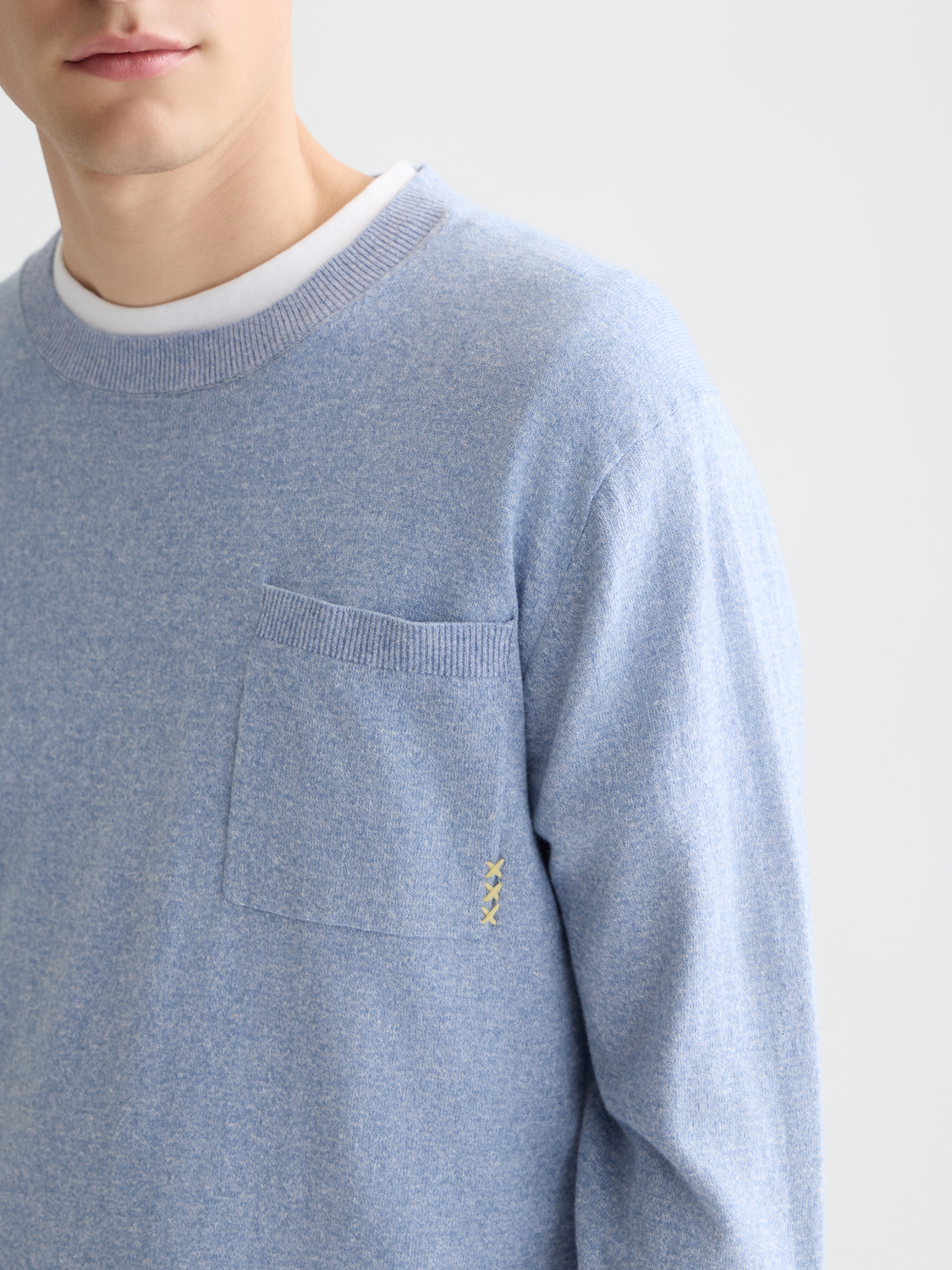 Linen-blend melange knit pullover by Scotch & Soda, featuring a textured, casual design in natural tones.