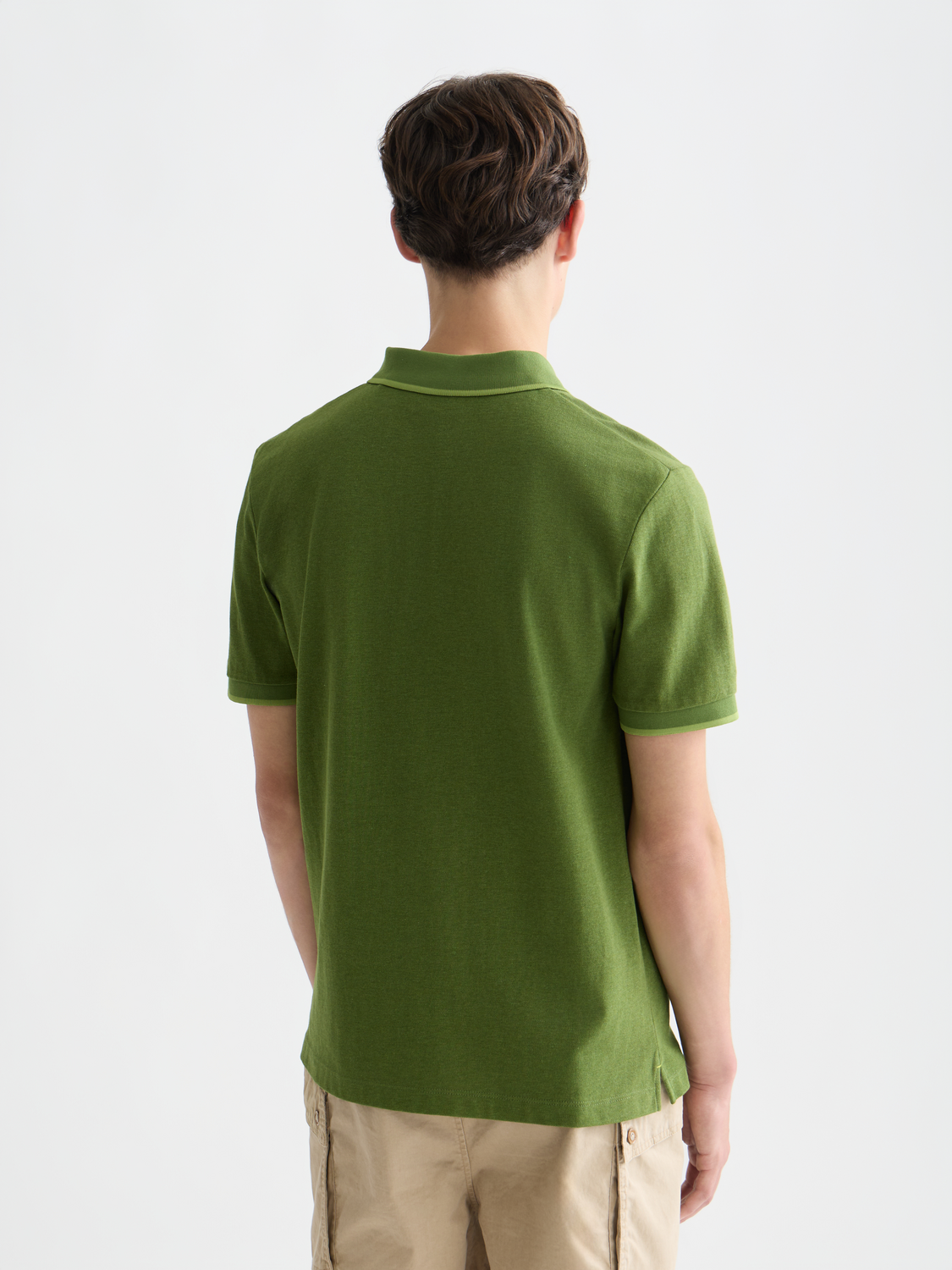 Scotch & Soda melange polo shirt with a classic collar and short sleeves, displayed flat on a white background.