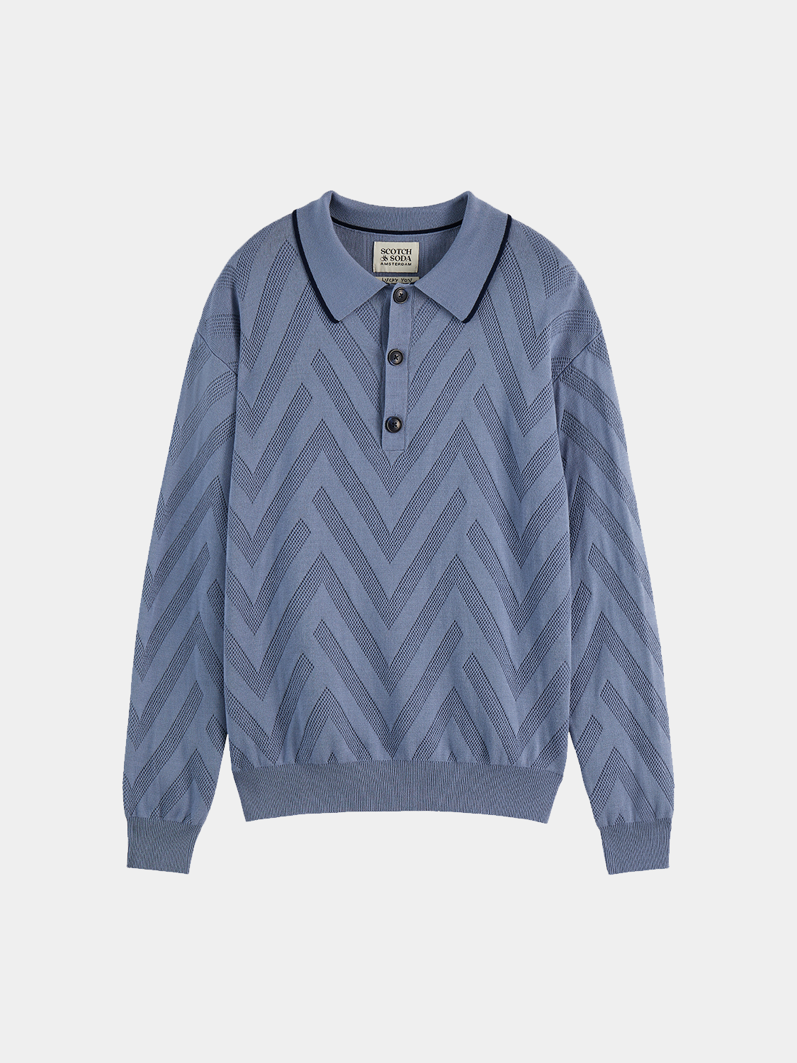 Long-sleeved Scotch & Soda polo shirt in a classic style, featuring a collared neckline and button placket.