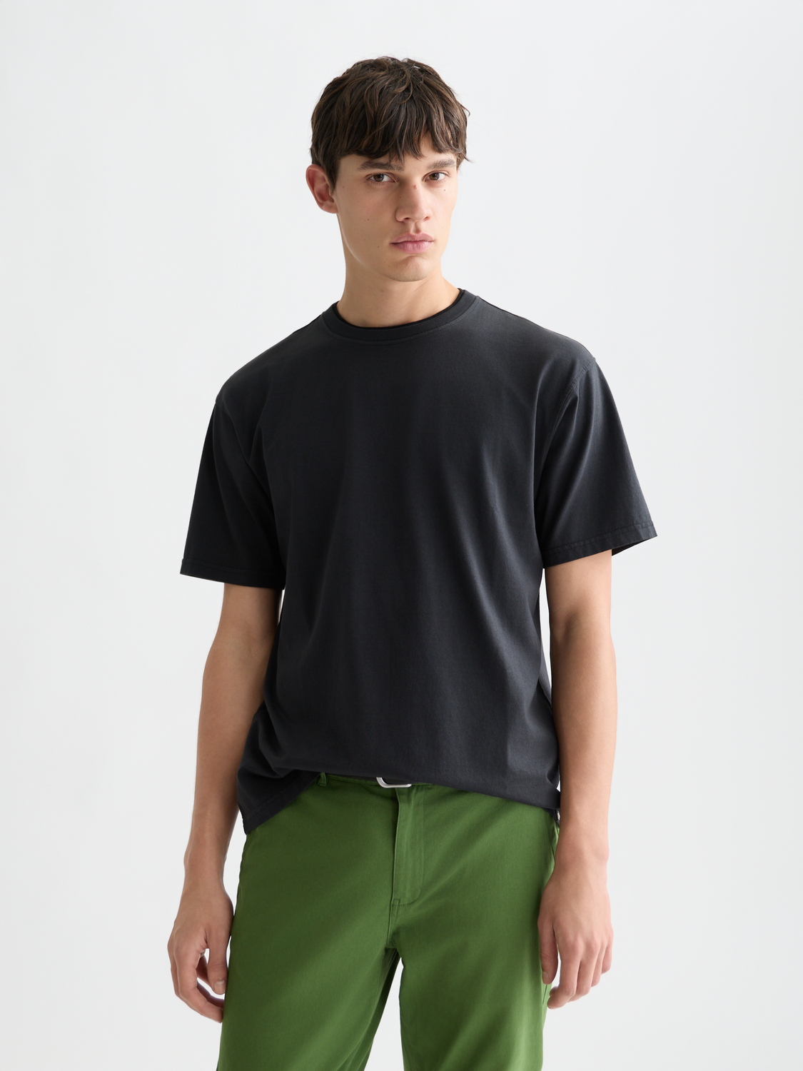 Scarlet garment-dyed S/S T-shirt by Scotch & Soda featuring a crew neck and soft, breathable cotton fabric.