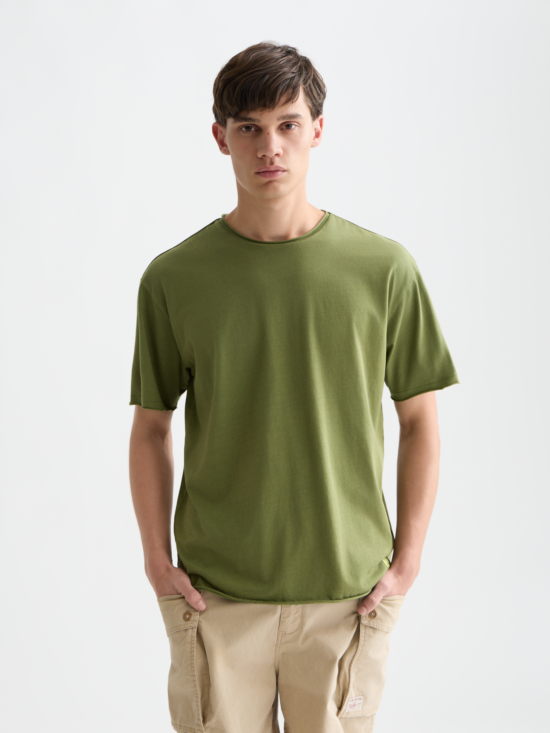 Raw edge Scotch & Soda short sleeve T-shirt with a relaxed fit and casual style, shown in a front view.