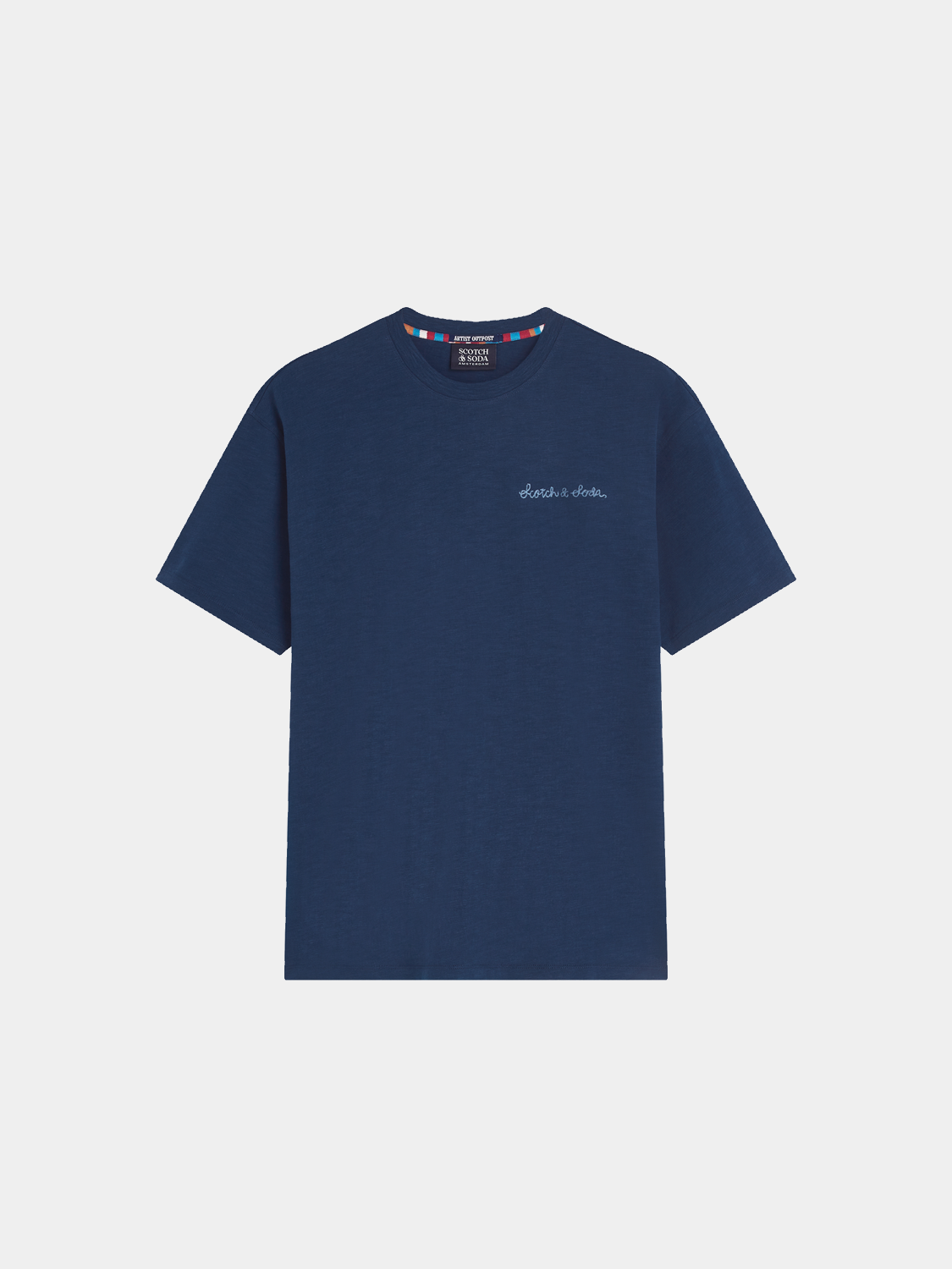 Short sleeve T-shirt with embroidered logo from Scotch & Soda, featuring a casual fit and stylish design.