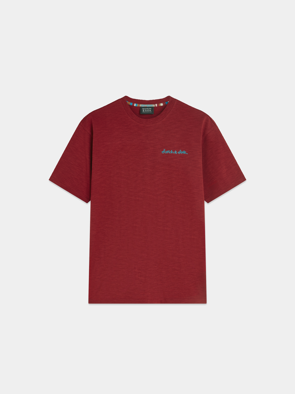 Short sleeve T-shirt with embroidered logo from Scotch & Soda, featuring a casual fit and stylish design.