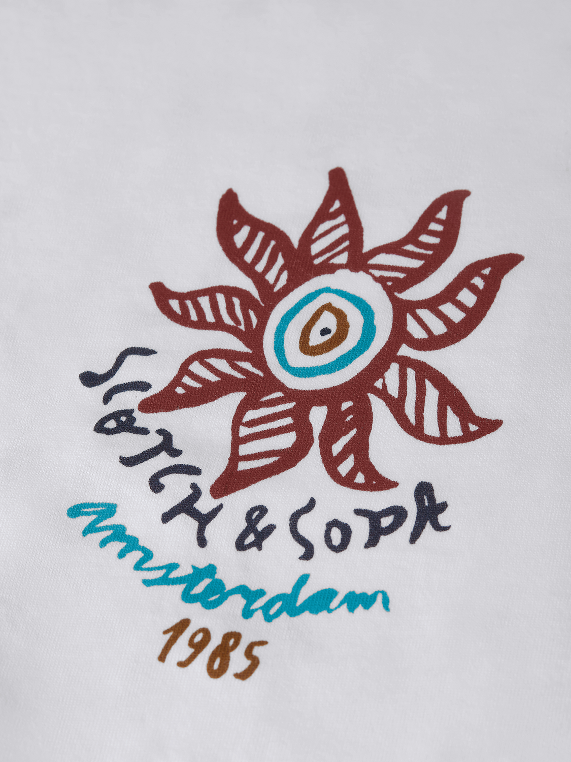 Scotch & Soda short-sleeve artwork T-shirt with colorful graphic design on soft fabric.