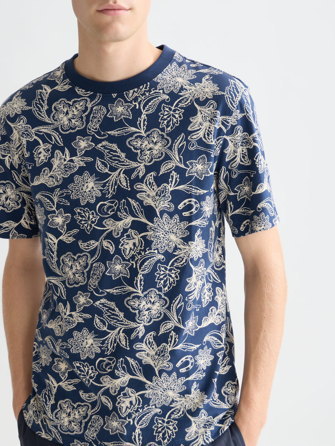 Printed Scotch & Soda short sleeve T-shirt with colorful graphic design on soft fabric.
