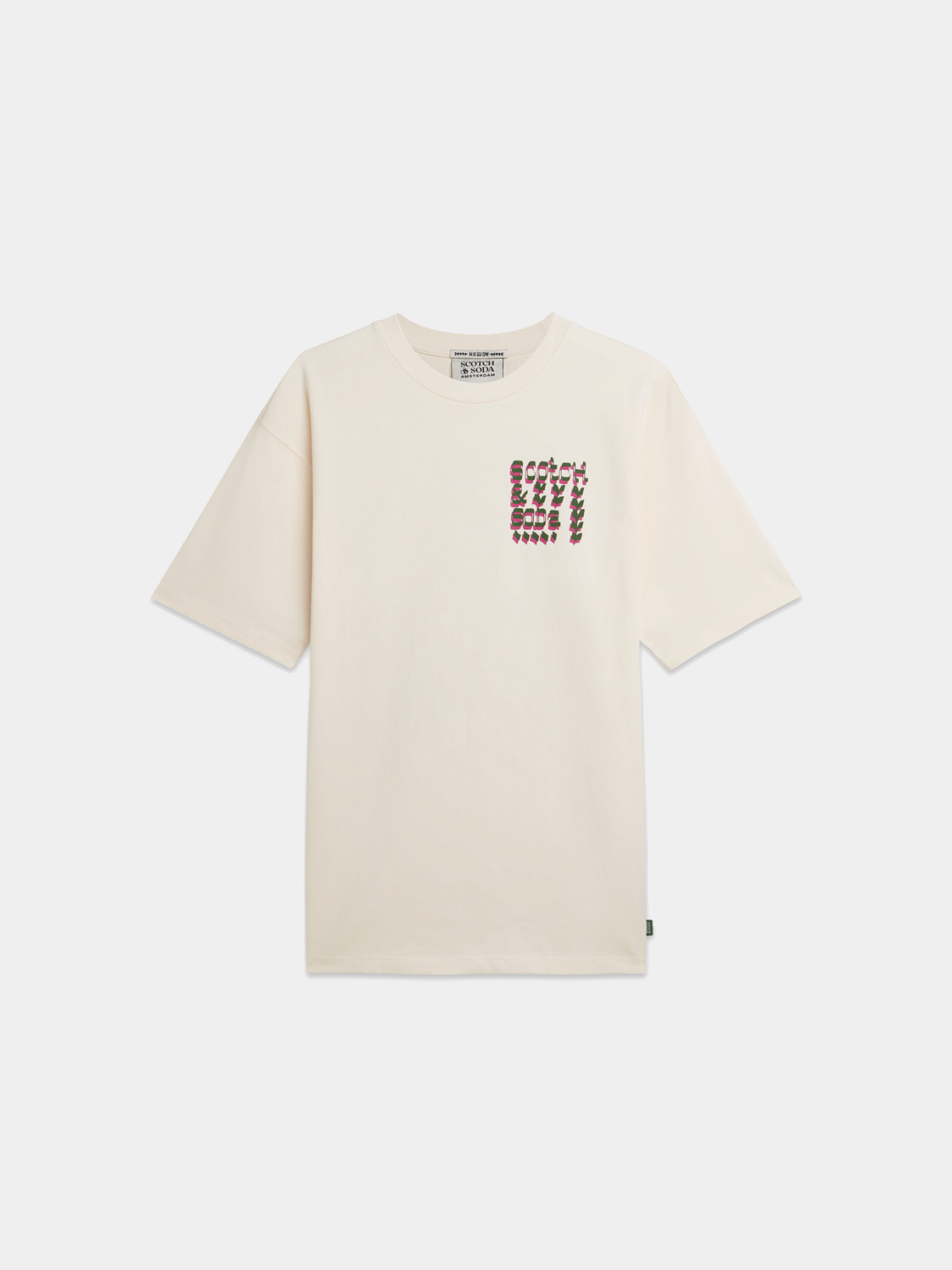 Scotch & Soda artwork short sleeve T-shirt with colorful graphic print on soft cotton fabric.