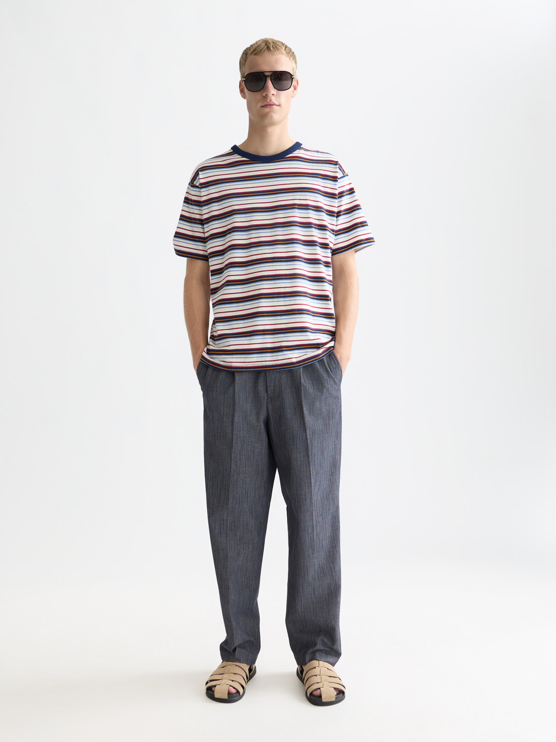 Yarn-dyed Scotch & Soda short-sleeve t-shirt in a vibrant color, featuring a crew neckline and casual fit.