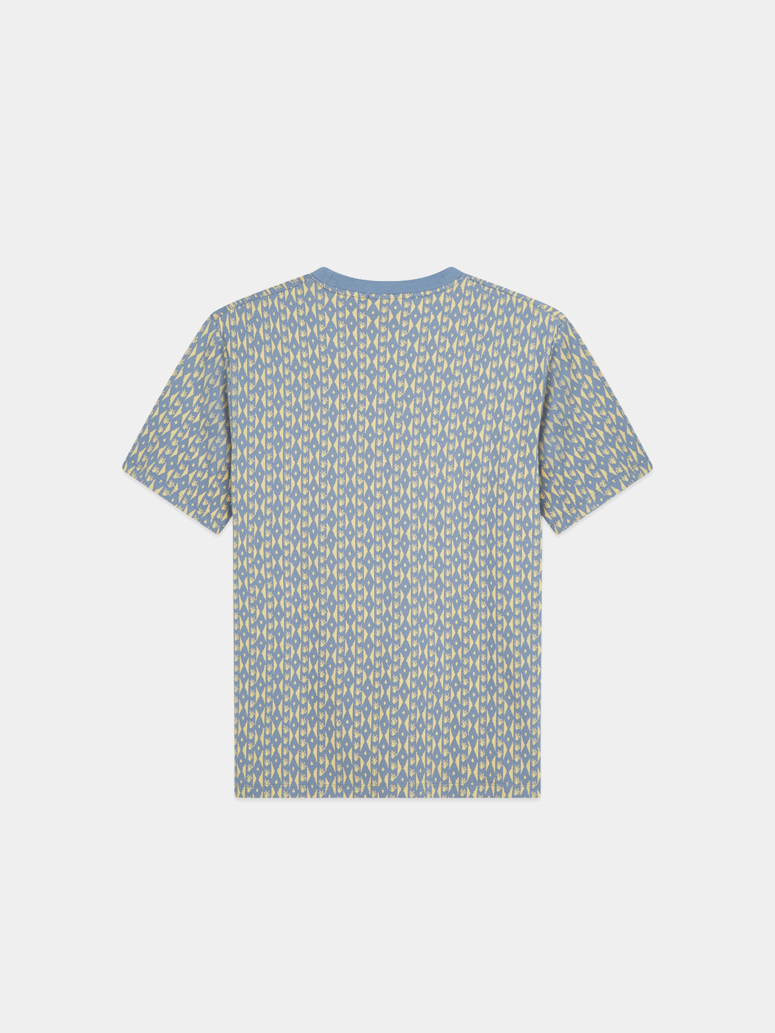 Short-sleeve Scotch & Soda jacquard t-shirt with intricate pattern, casual fit, shown in black fabric.