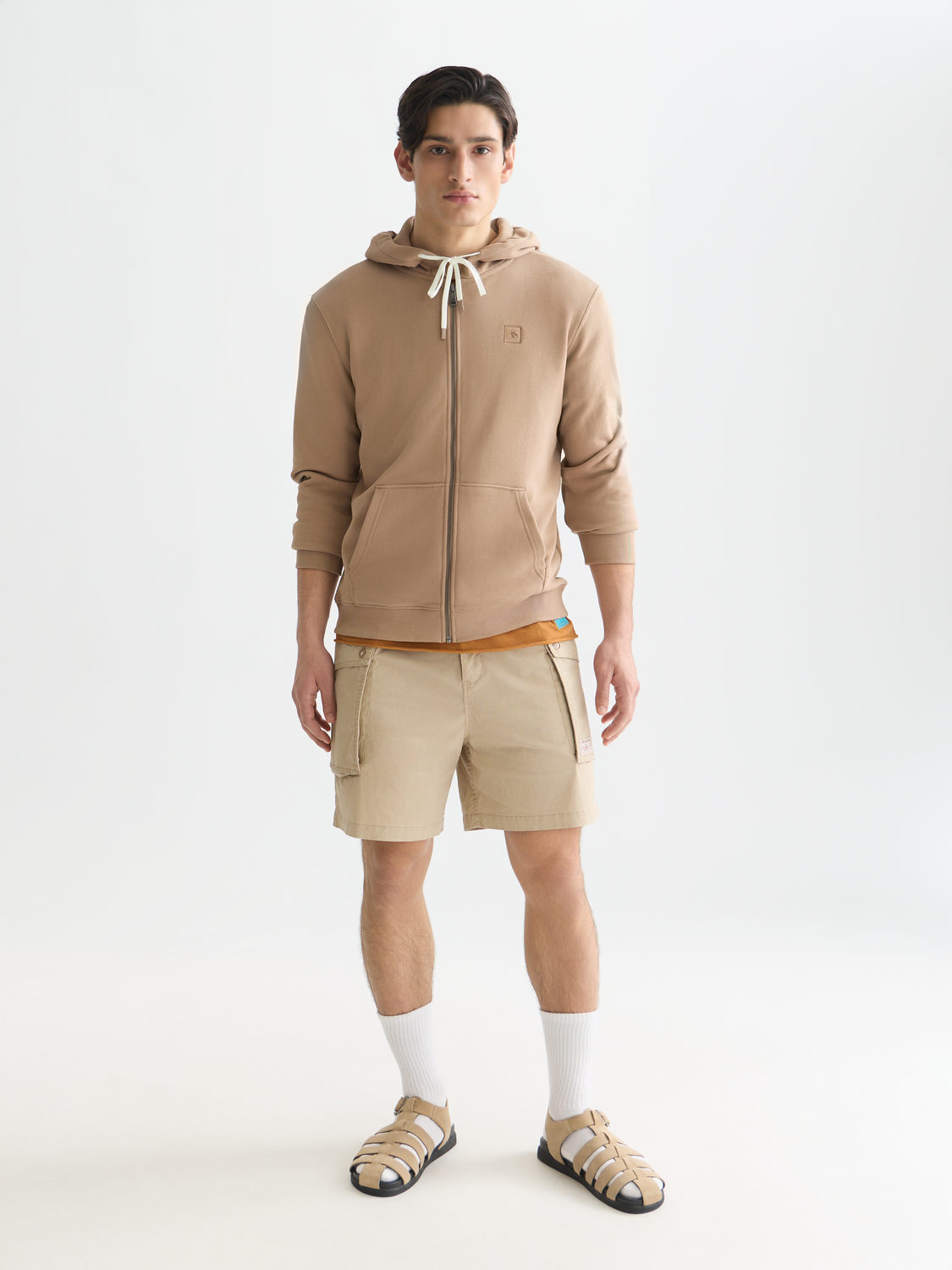 SCOTCH & SODA zip-through logo hoodie, black sweats with front zipper and brand logo on chest.