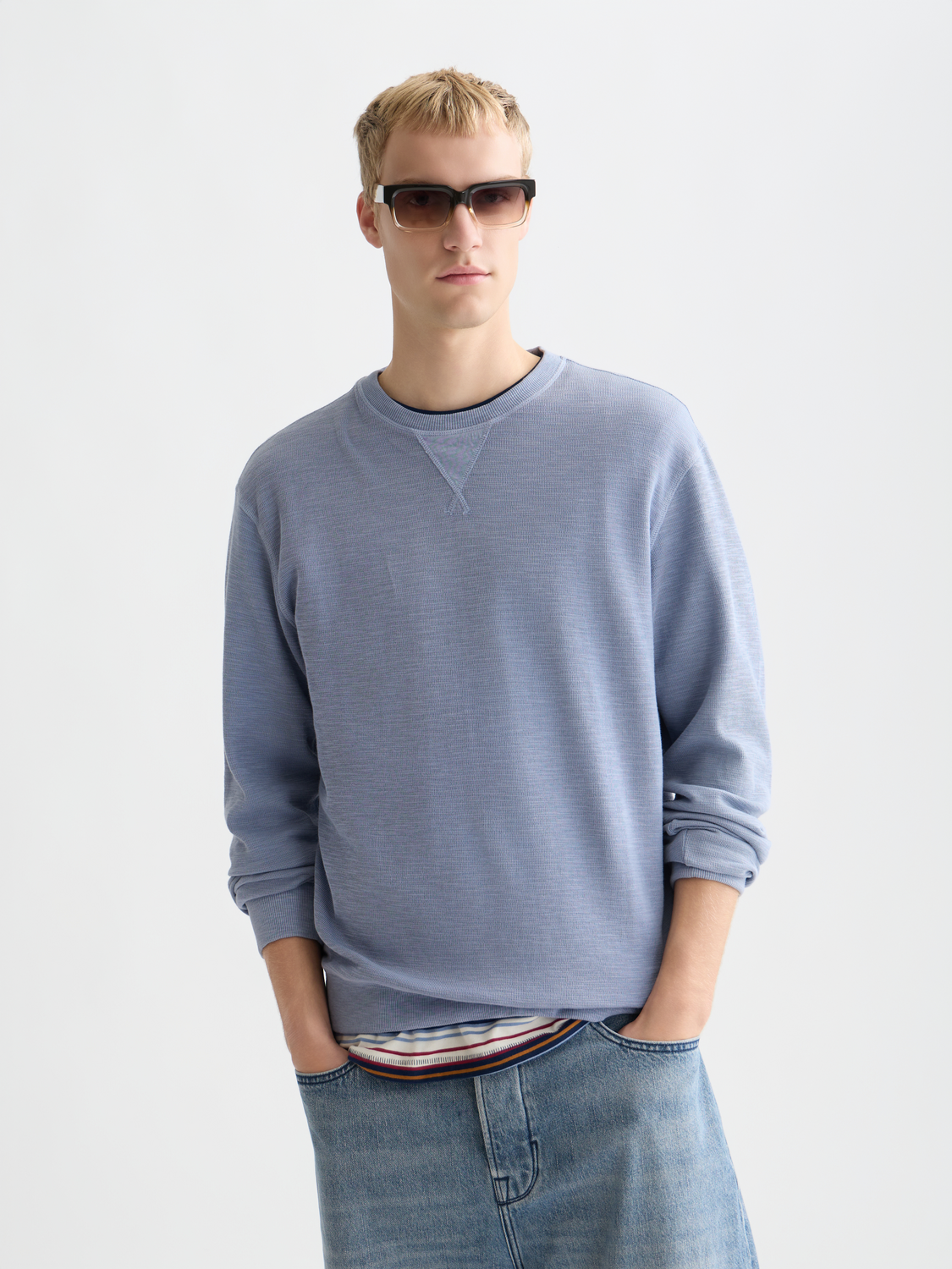 Garment-dyed Scotch & Soda sweatshirt with front view, showing soft fabric and casual fit in a vibrant color.