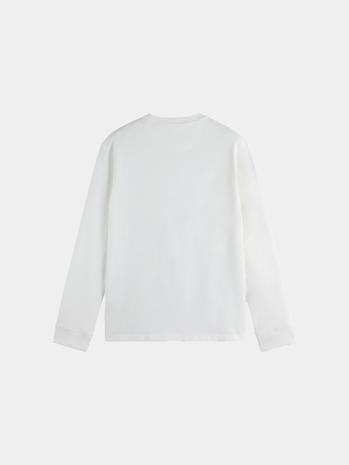 Black Scotch & Soda logo long-sleeved T-shirt with a front print, casual style, and soft fabric.
